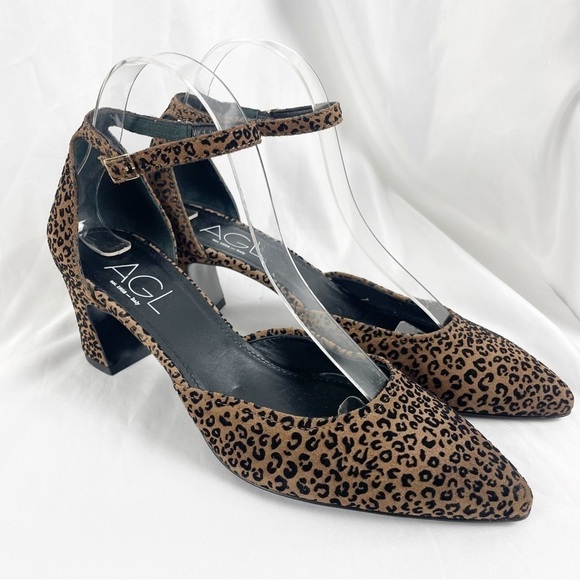 AGL Attilio Giusti Leombruni Leopard Cheetah D’Orsay Pointed Toe Heels Formal - Picture 1 of 8